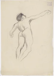 Floating Male Nude from Behind, Strong Foreshortening to the Right